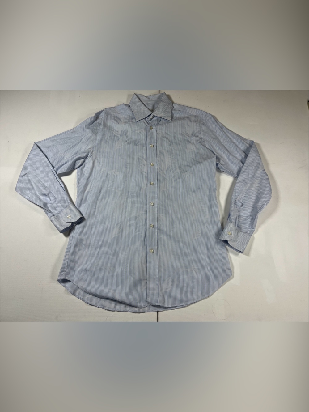 ETRO Shirt Made In Italy Button Up Long Sleeve Blue Striped Floral Men’s 40